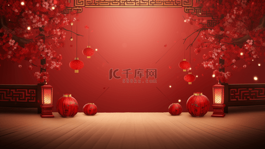 红色中国风古典吉祥喜庆背景13