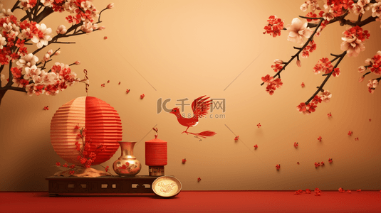 古典梅花背景背景图片_红色中国风传统古典梅花背景14