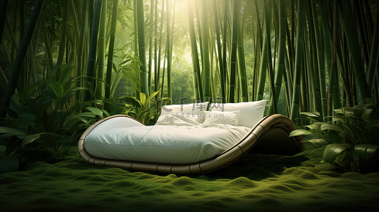 竹林中摆放着一张舒服的床6