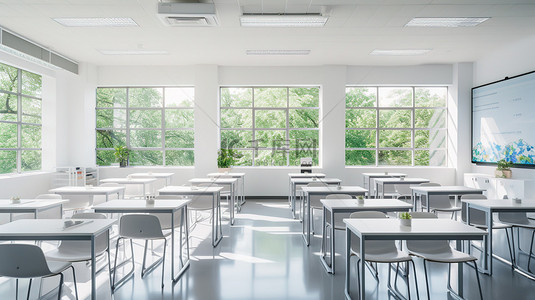 教室高考背景图片_明亮白色现代科技教室10
