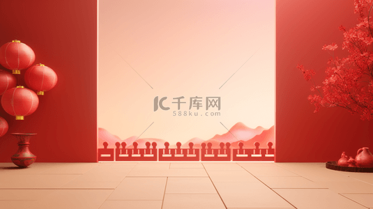 大气中式背景图片_红色中国风传统古典吉祥喜庆背景13
