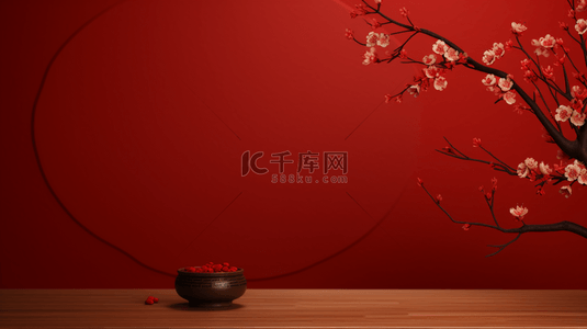 红色中国风传统古典梅花背景12