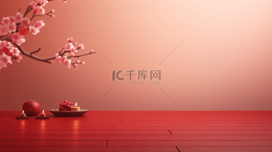 红色古典风背景图片_红色中国风传统古典梅花背景17