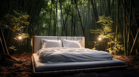 竹林中摆放着一张舒服的床7