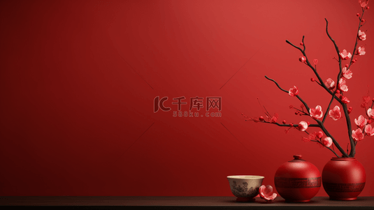 浮雕梅花背景图片_红色中国风传统古典吉祥喜庆背景16