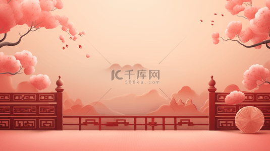 红色冬季背景图片_红色中国风传统古典梅花背景15