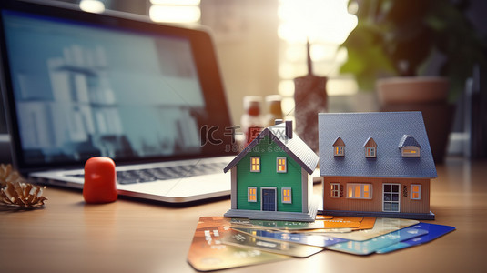 房产交易背景图片_办公桌上的小房子房产交易背景9