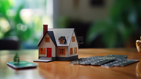 房产交易背景图片_办公桌上的小房子房产交易背景15