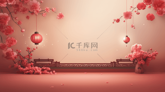 红色背景梅花背景图片_红色中国风传统古典吉祥喜庆背景5