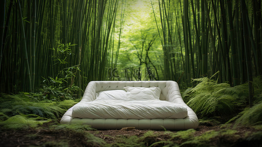 竹林中摆放着一张舒服的床10