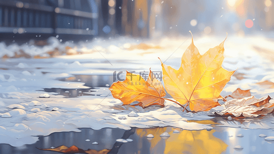 落叶秋天背景背景图片_金黄色现代感落叶霜降背景12