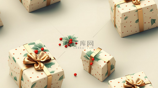 绿色礼物盒背景图片_圣诞节礼物盒节日背景3
