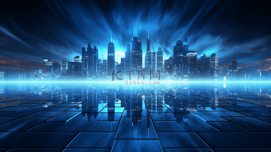 酷炫城市背景背景图片_蓝色未来高科技智能城市创意背景37