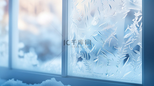冬天窗户玻璃上的窗花雪花7