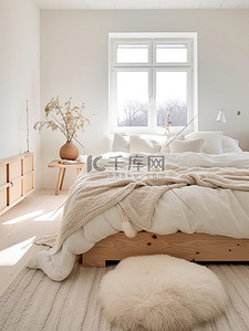 舒适宽敞的卧室米色系背景3