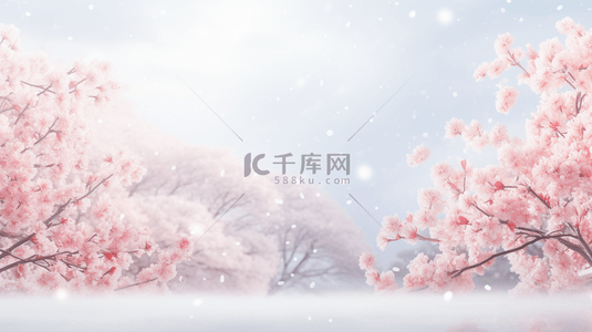 中国风雪中梅花盛开唯美背景