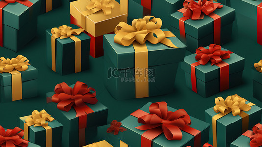 绿色礼物盒背景图片_圣诞节礼物盒节日背景5
