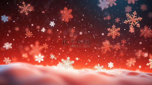 冬天背景图片_红色背景上的白色雪花18