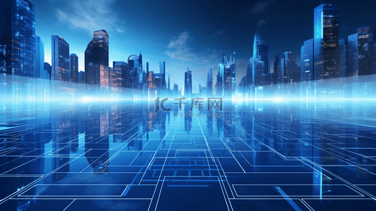 酷炫城市背景背景图片_蓝色未来高科技智能城市创意背景5