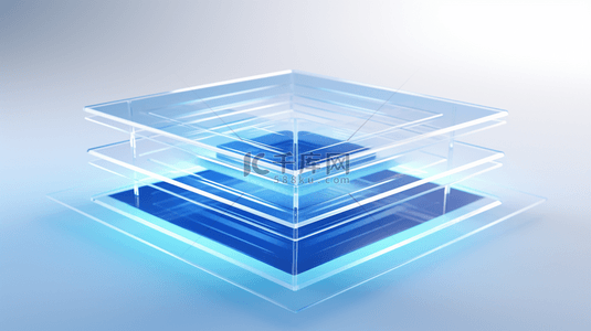立体透明背景图片_蓝色科技感立体简约商务背景4