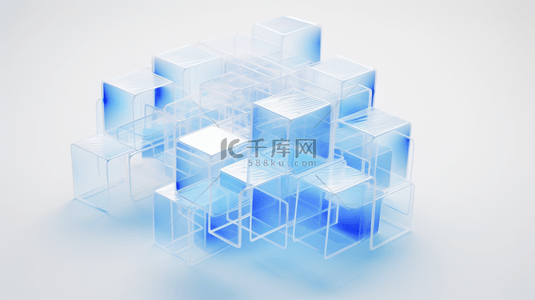 蓝色质感玻璃背景图片_蓝色科技感简约几何创意背景23