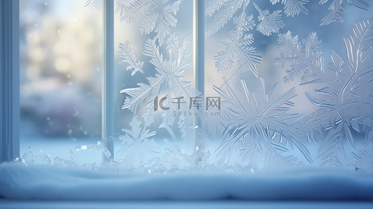 冬天窗户玻璃上的窗花雪花11