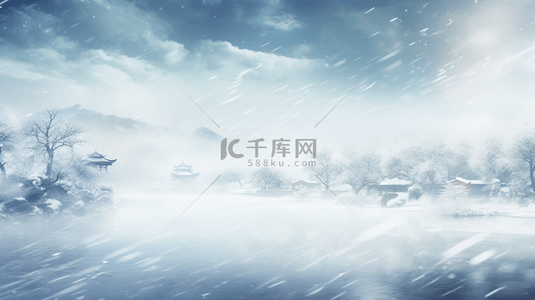 蓝色科技感冰天雪地创意背景2