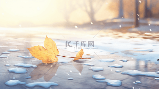 落叶秋天背景背景图片_金黄色现代感落叶霜降背景31