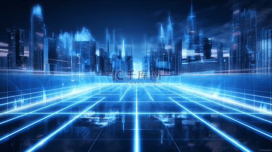 智能蓝色科技感背景图片_蓝色未来高科技智能城市创意背景31