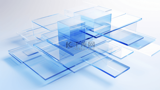 立体方块背景图片_蓝色科技感立体简约商务背景8