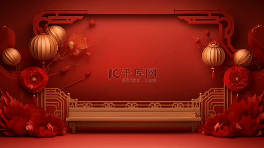 红色喜庆中国风古典背景19