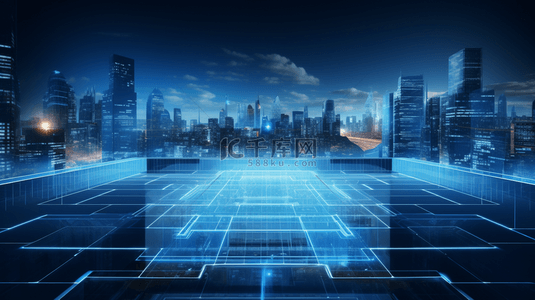 蓝色未来高科技智能城市创意背景45