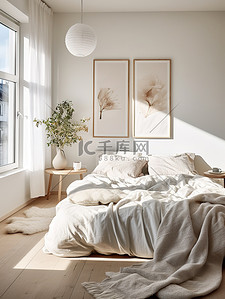 米色系背景图片_舒适宽敞的卧室米色系背景5