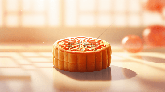 暖色光中秋节传统中式月饼背景