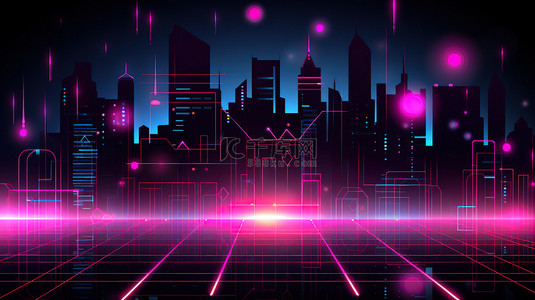 霓虹灯未来赛博朋克城市背景