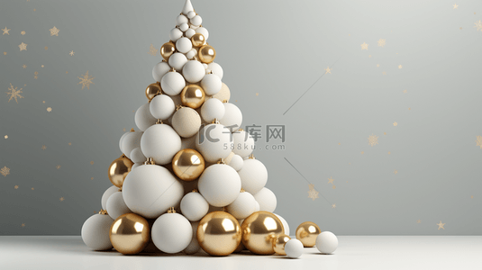 色高端背景图片_3D金银色奢华圣诞节圣诞树展台
