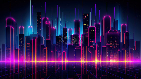 霓虹灯未来赛博朋克城市背景