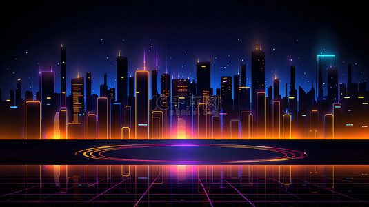 赛博朋克建筑背景图片_霓虹灯未来赛博朋克城市背景