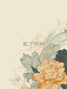 艺术花卉背景图片_极简花朵花卉米色背景19