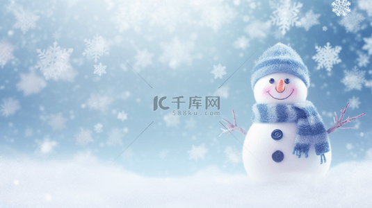 雪人卡通雪人背景图片_圣诞节可爱圣诞雪人蓝色背景