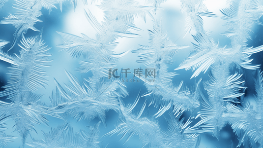 蓝色霜降背景图片_蓝色科技感霜降雪花唯美背景3
