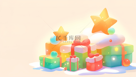 
温暖橙色圣诞节圣诞礼物背景