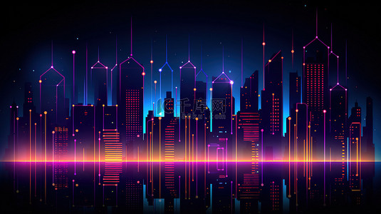 数字城市背景背景图片_霓虹灯未来赛博朋克城市背景