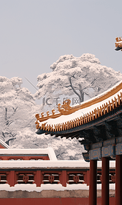 冬季国风海报背景图片_紫禁城冬季雪景唯美中国风