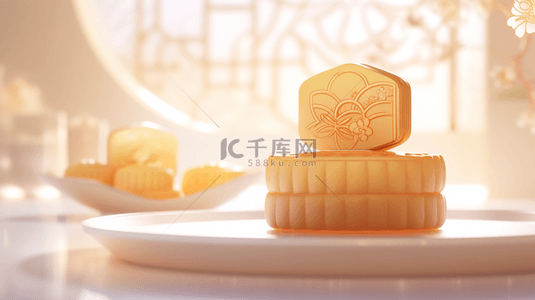 点心背景图片_暖色光中秋节传统中式月饼背景