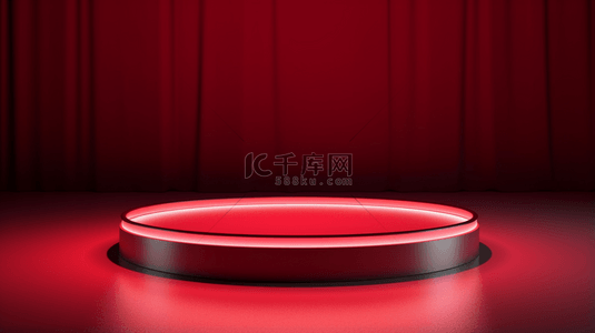 红色背景圆形背景图片_红色科技感光效简约商务背景3