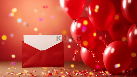 现代简约节日背景图片_红色现代感气球简约创意背景22