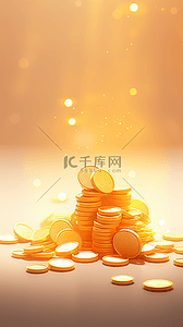 金色新年金币带光效金币背景