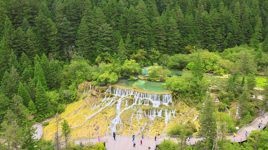 航拍四川阿坝黄龙5A景区