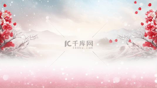 冰雪背景背景图片_冬季中国风梅花冰天雪地背景1